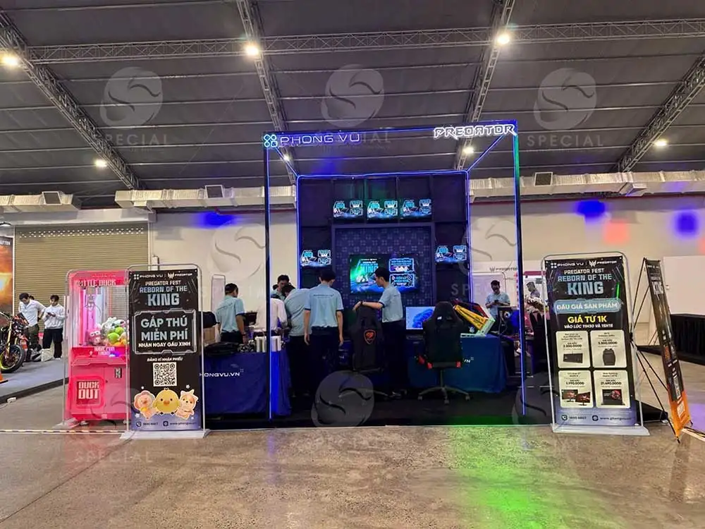 DỰ ÁN THI CÔNG BOOTH QUẢNG CÁO CỦA PHONG VŨ TẠI SKY EXPO TPHCM 