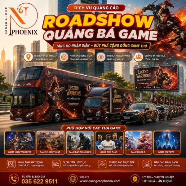 3 Quảng cáo roadshow bus 2 tầng cho công ty game online