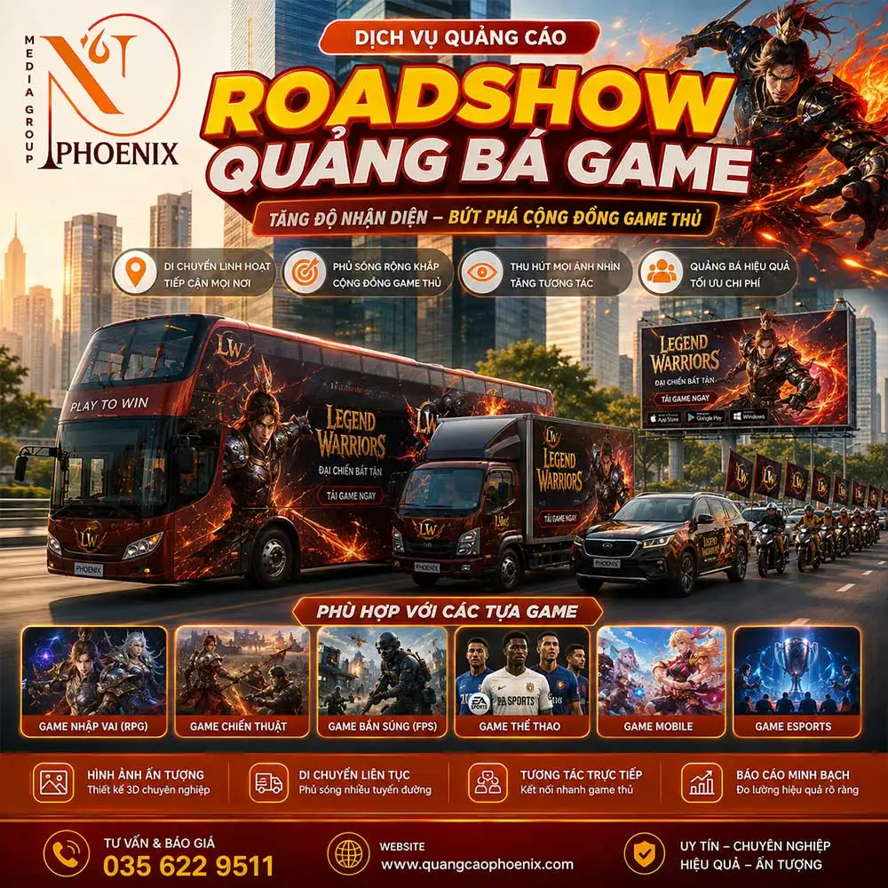 3 Quảng cáo roadshow bus 2 tầng cho công ty game online