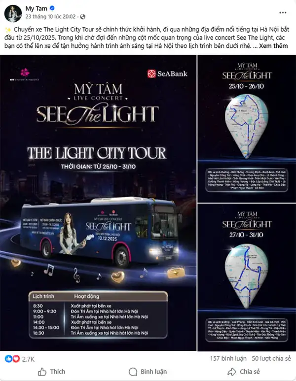 DỰ ÁN ROADSHOW “THE LIGHT CITY TOUR” QUẢNG BÁ LIVE CONCERT SEE THE LIGHT CỦA MỸ TÂM TẠI HÀ NỘI 1 ROADSHOW BUS TOUR “THE LIGHT CITY TOUR” – CHIẾN DỊCH QUẢNG BÁ LIVE CONCERT SEE THE LIGHT ẤN TƯỢNG CỦA MỸ TÂM TẠI HÀ NỘI