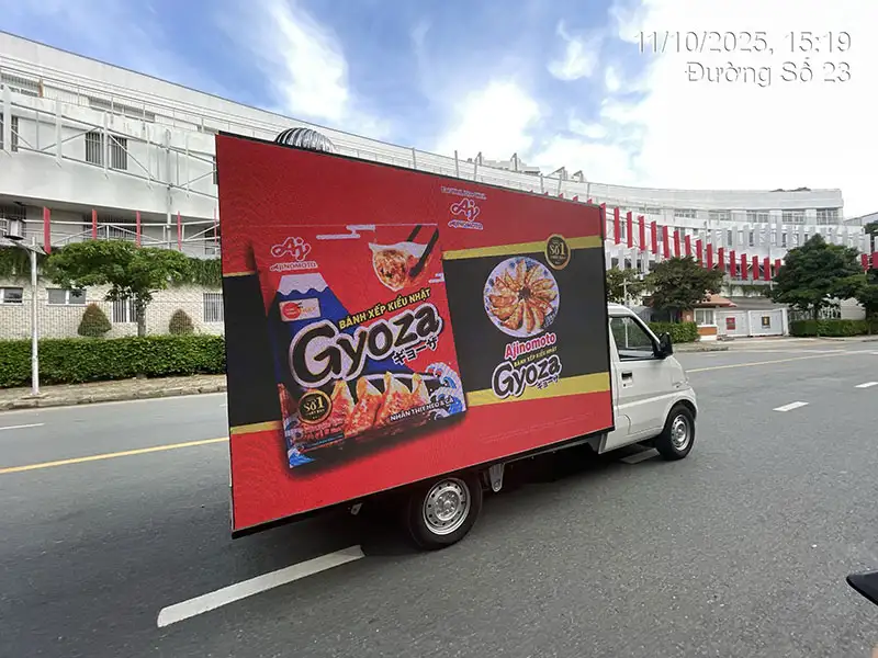 DỰ ÁN QUẢNG CÁO ROADSHOW LED TRUCK CHIẾN DỊCH RA MẮT BÁNH XẾP GYOZA AJINOMOTO TẠI TP.HCM