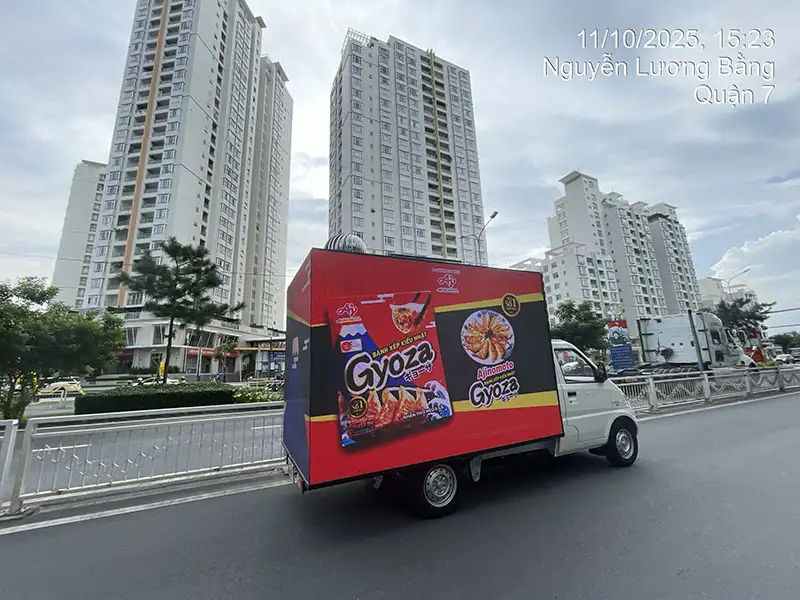 DỰ ÁN QUẢNG CÁO ROADSHOW LED TRUCK CHIẾN DỊCH RA MẮT BÁNH XẾP GYOZA AJINOMOTO TẠI TP.HCM