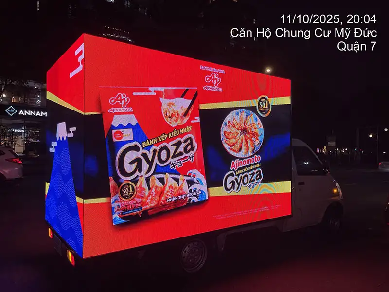 DỰ ÁN QUẢNG CÁO ROADSHOW LED TRUCK CHIẾN DỊCH RA MẮT BÁNH XẾP GYOZA AJINOMOTO TẠI TP.HCM
