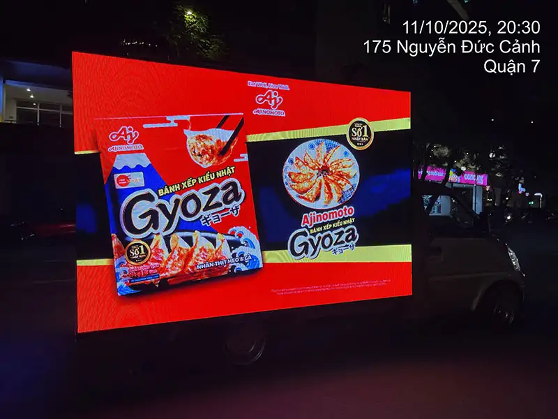 DỰ ÁN QUẢNG CÁO ROADSHOW LED TRUCK CHIẾN DỊCH RA MẮT BÁNH XẾP GYOZA AJINOMOTO TẠI TP.HCM