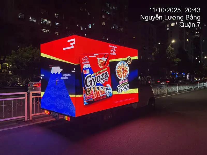 DỰ ÁN QUẢNG CÁO ROADSHOW LED TRUCK CHIẾN DỊCH RA MẮT BÁNH XẾP GYOZA AJINOMOTO TẠI TP.HCM