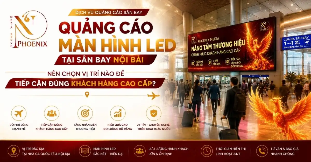 Quảng cáo màn hình LED tại sân bay Nội Bài: Nên chọn vị trí nào để tiếp cận đúng khách hàng cao cấp?