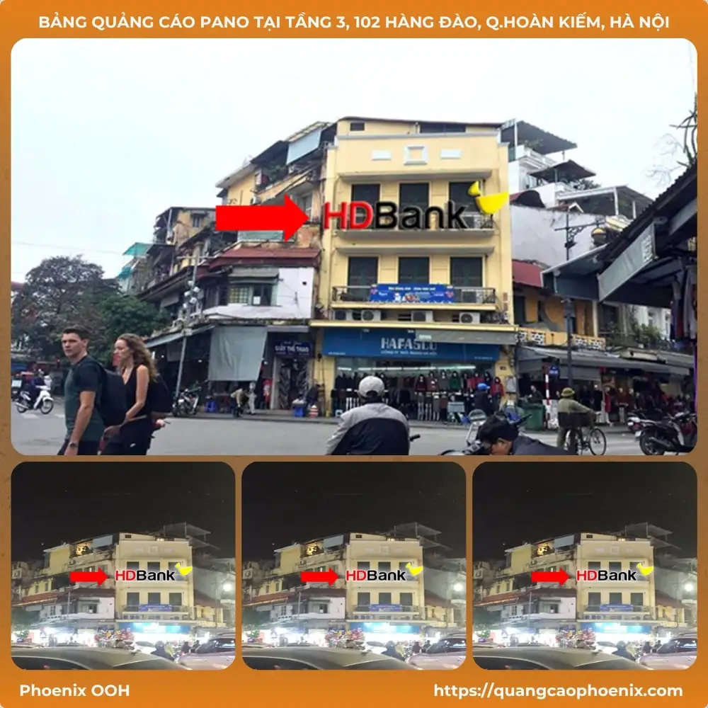 Bảng quảng cáo Pano tại tầng 3, 102 Hàng Đào, Q.Hoàn Kiếm, Hà Nội