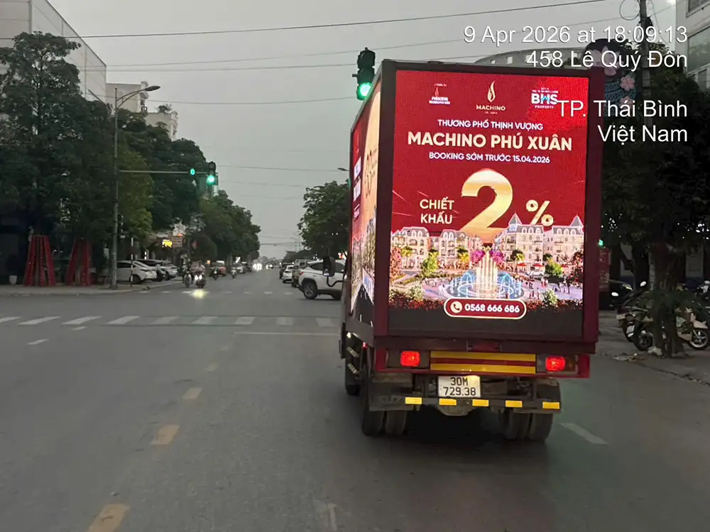 Roadshow Xe Tải LED Quảng Bá Bất Động Sản Machino Phú Xuân Tại Thái Bình