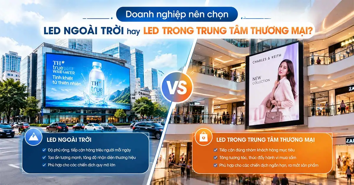 Doanh nghiệp nên chọn LED ngoài trời hay LED trong trung tâm thương mại?