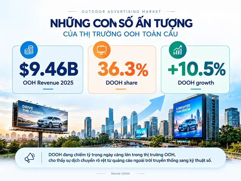 Số liệu tăng trưởng DOOH và thị trường OOH